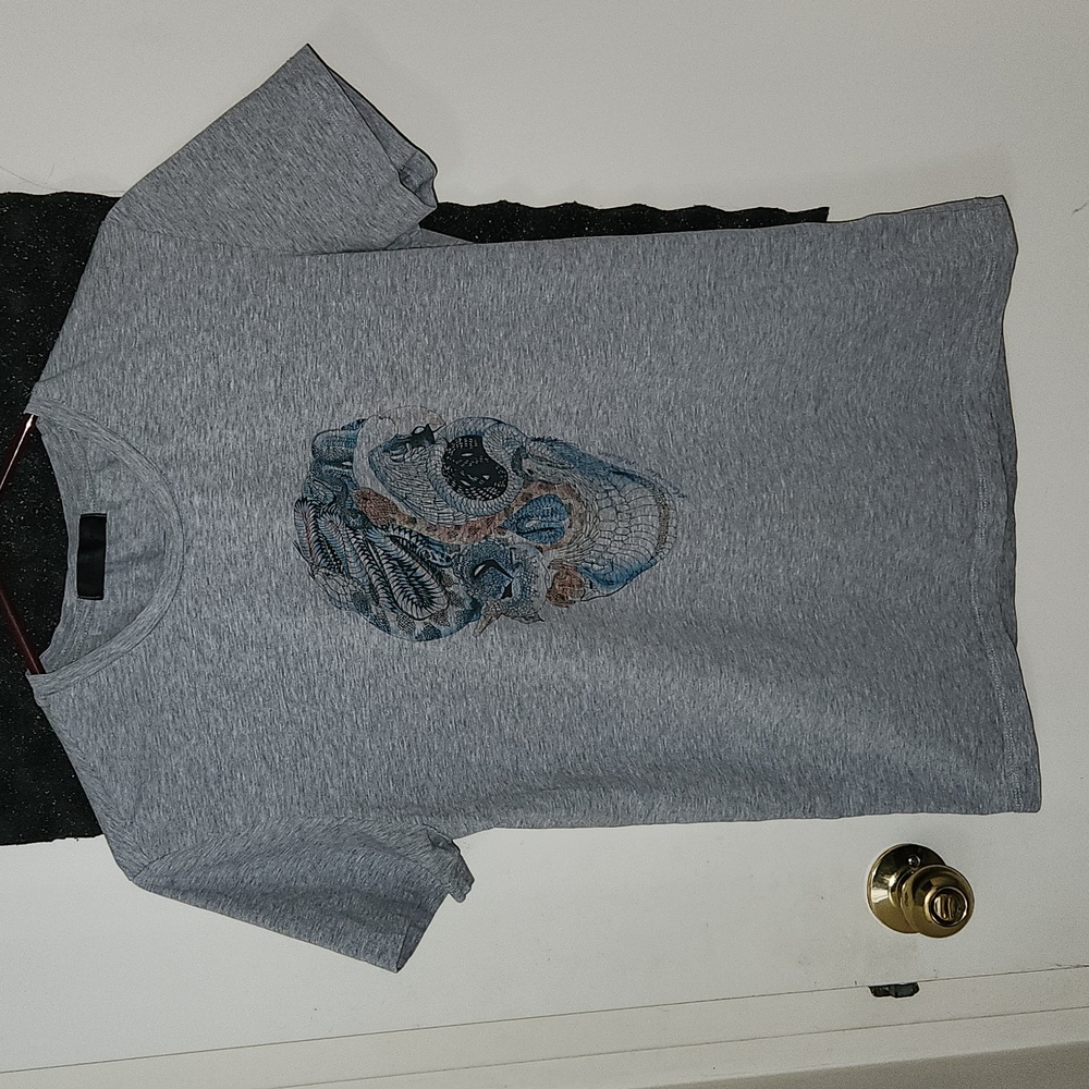 Alexander Mcqueen Gray Sugar Snake Skull Graphic Crewneck T-Shirt